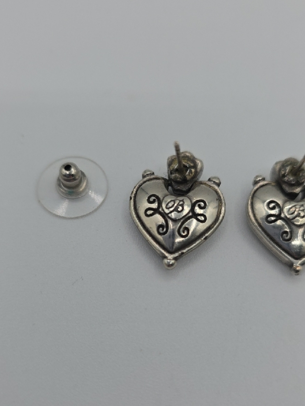 Retired Brighton Puff Heart Sterling Silver Heart Filigree Earrings - Picture 4 of 7